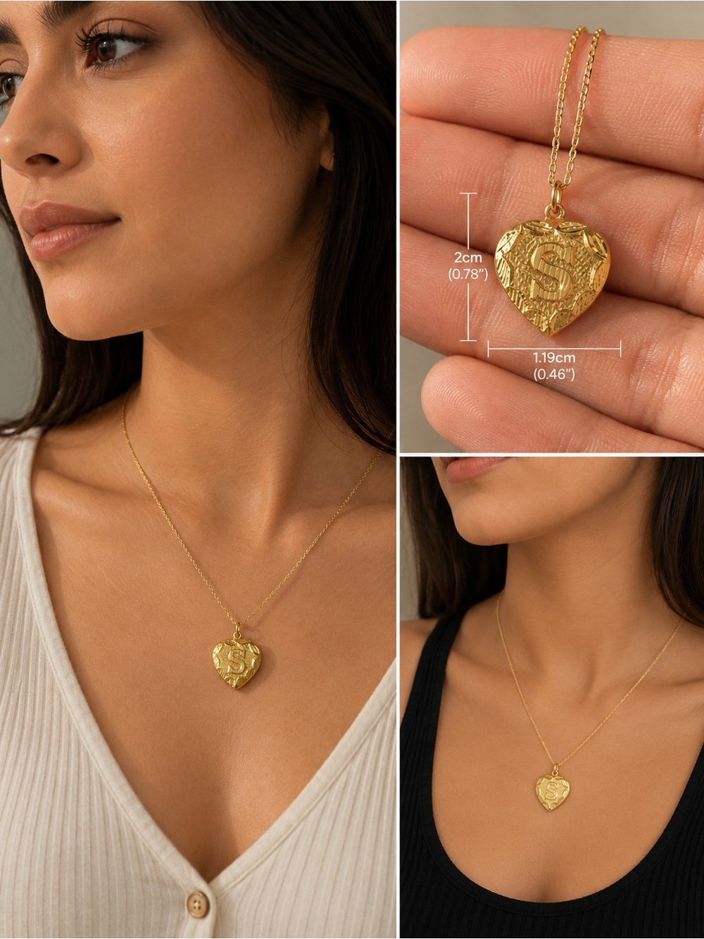 22K Solid Yellow Gold Pendant Initial Letter S Hallmark 916 Handcrafted Genuine